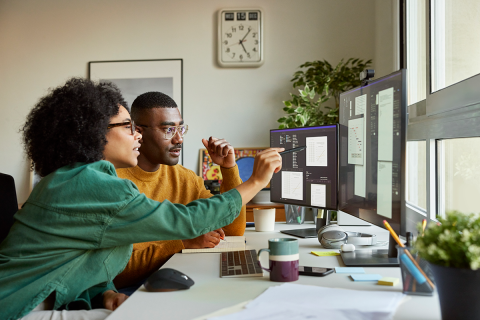 Two people working on a project.